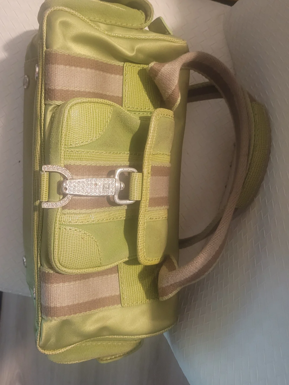 Michael Kors Green Women's Shoulder Bag with Crystal Buckle